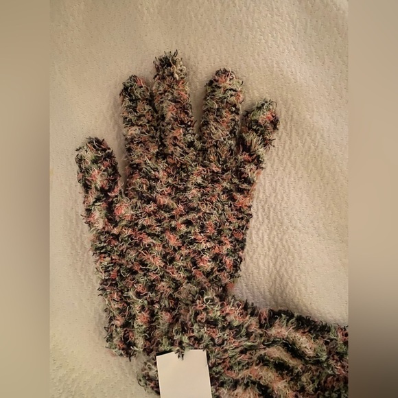 MIXIT Fuzzy Gloves Essentials Black Multi Women SOFT One Size Stretch NEW NWT - Picture 5 of 6
